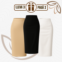 [Llevá 3 Pagá 2] Falda Midi Recta Francini de Cintura Alta en Crepé Sastrero (¡Estilo clásico y elegante!)