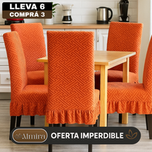 [Llevá 6 Pagá 3] Fundas de Lujo Elásticas Noele con Protección Antimanchas y Ajuste Perfecto (¡Transformá tus sillas en segundos!)