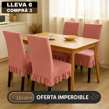 [Llevá 6 Pagá 3] Fundas de Lujo Elásticas Noele con Protección Antimanchas y Ajuste Perfecto (¡Transformá tus sillas en segundos!)