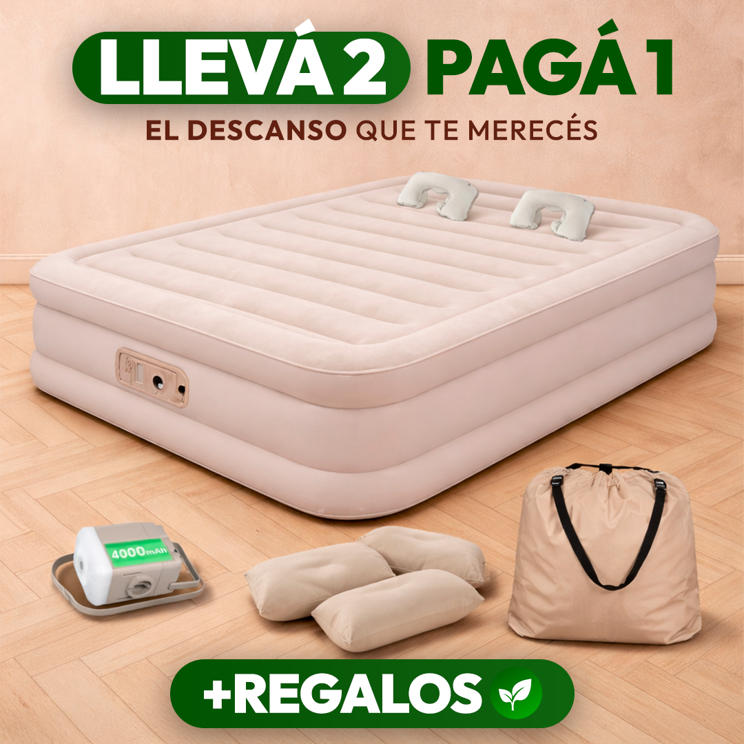 [Llevá 2 Pagá 1] Colchón Inflable King Portátil con Revestimiento Triple Antidesgarro +REGALO: Bomba de Aire Eléctrica