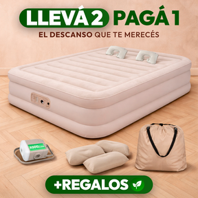 [Llevá 2 Pagá 1] Colchón Inflable King Portátil con Revestimiento Triple Antidesgarro +REGALO: Bomba de Aire Eléctrica