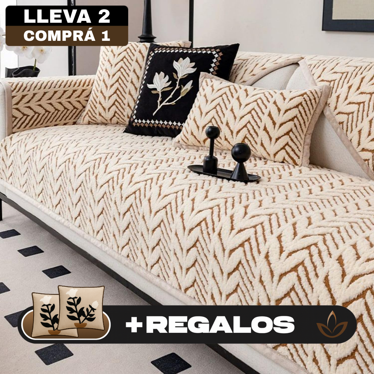 [Llevá 2 Pagá 1] Funda para Sofá Aurora (¡Ligereza y Encanto que Transforman tu Sala!) + REGALO: 2 Almohadas Decorativas