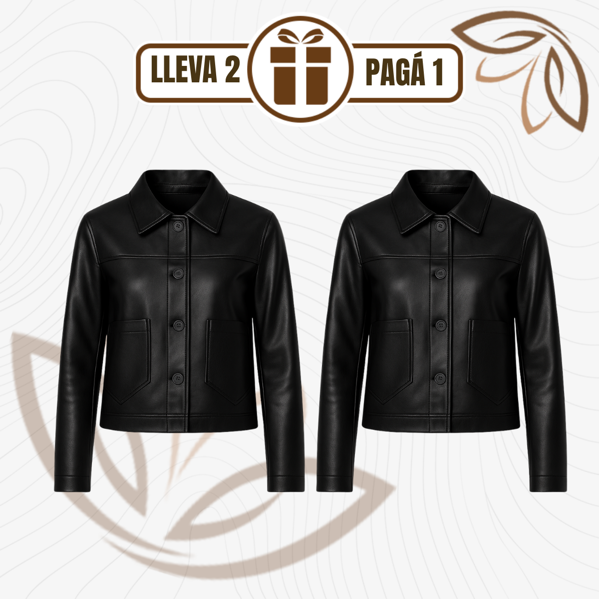 [Llevá 2 Pagá 1] Campera Femenina Luara de Cuero Legítimo con Bolsillos Laterales (¡Textura suave y diseño retro!)