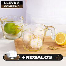 [Llevá 5 Pagá 3] Jarra Medidora de Vidrio Multiuso SmartGlass con Filtro (¡Diseño Premium y Súper Funcional!) + 5 Vasos Aruba