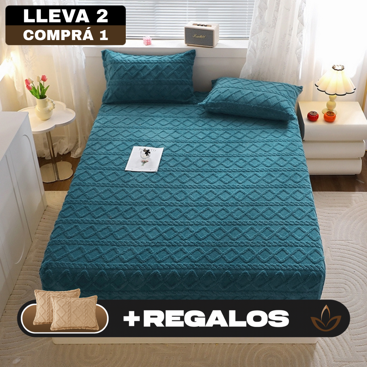 [Llevá 2 Pagá 1] Edredón en Lana Suave con Diseño en Relieve + REGALOS: 2 Fundas para Almohadas