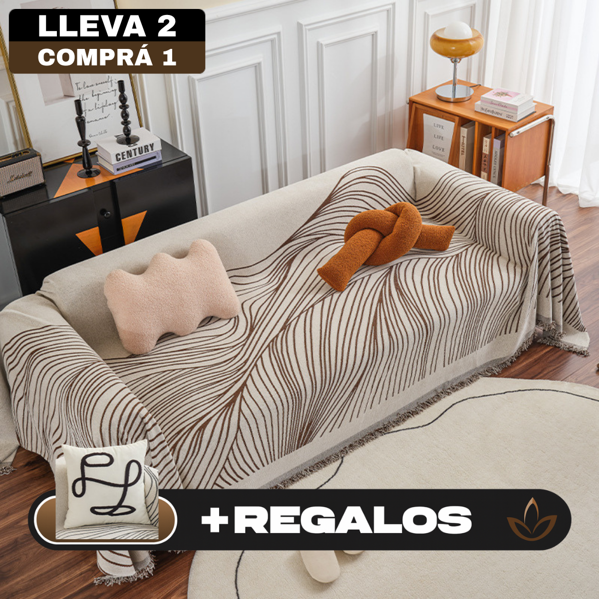 [¡Llevá 2 Pagá 1!] Funda para Sofá Clara(Calidad y Comodidad para tu Hogar) + 2 REGALOS: 2 Fundas para Almohadones
