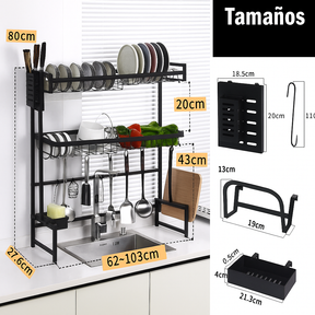 Organizador de Cocina Inteligente en Acero Inoxidable (¡Espacioso y Perfecto para Transformar tu Cocina!) +REGALO: Kit de Utensilios de Cocina