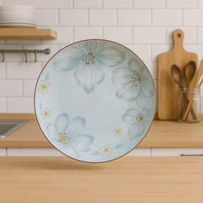 Kit 10 Platos de Cerámica Sakura con Pintura Artesanal (Belleza y Sofisticación en Tu Mesa!) + 10 Vasos Aruba