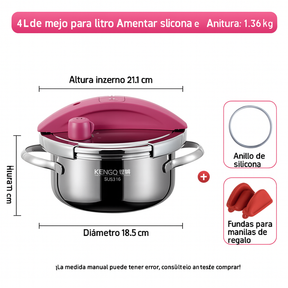 [Llevá 2 Pagá 1] Olla a Presión 2 en 1 con Triple Capa de Acero Inoxidable Antiadherente y Tapa de Vidrio +REGALO: Juego de Utensilios de Cocina