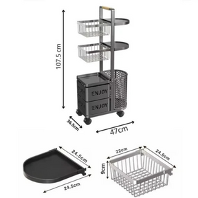 [Llevá 2 Pagá 1] Frutera Organizadora Inox Multiuso con Rueditas 5 Niveles y Canastos Deslizantes