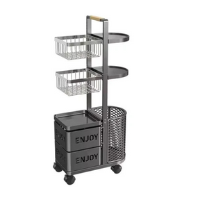 [Llevá 2 Pagá 1] Frutera Organizadora Inox Multiuso con Rueditas 5 Niveles y Canastos Deslizantes