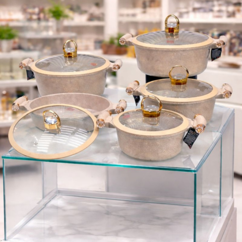 Juego de 5 Ollas de Cerámica Antiadherente con Triple Revestimiento (¡Cociná más rápido y con mucho menos desorden!)