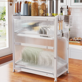 Escurridor Multifuncional Completo de Acero Inoxidable y Tapas de Vidrio +REGALO: Kit de Utensilios de Cocina