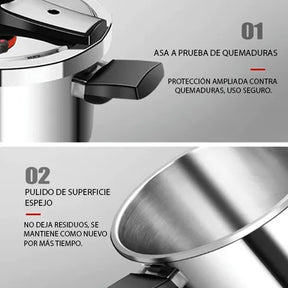 [Llevá 2 Pagá 1] Olla a Presión Supor de 3 Capas de Acero Inoxidable con Manijas de Goma | Seguridad Total para tu Cocina + Kit de Utensilios de Cocina