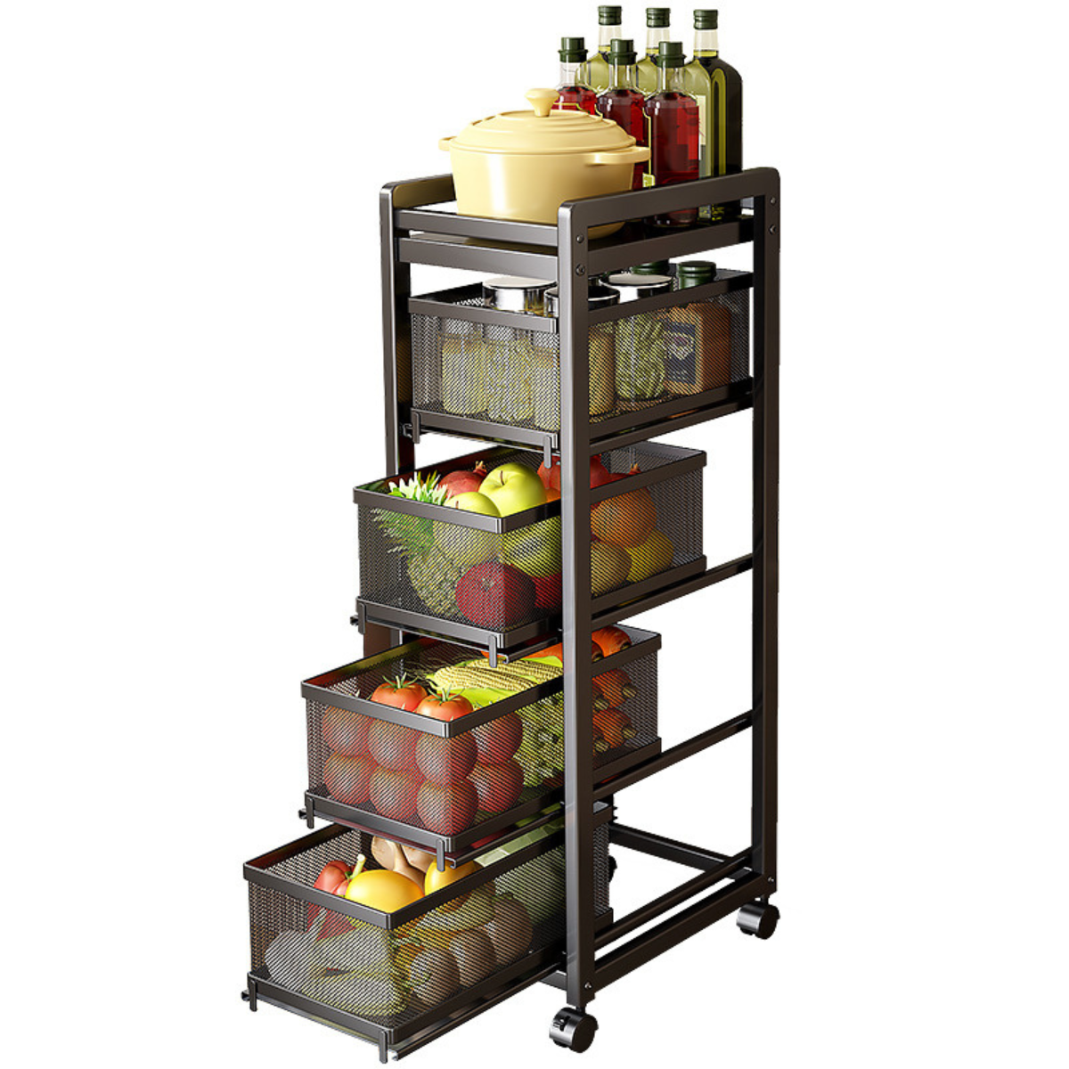 [Llevá 2 Pagá 1] Frutera y Organizador SmartRack con Rueditas (Almacenamiento Inteligente y Diseño Sofisticado!)