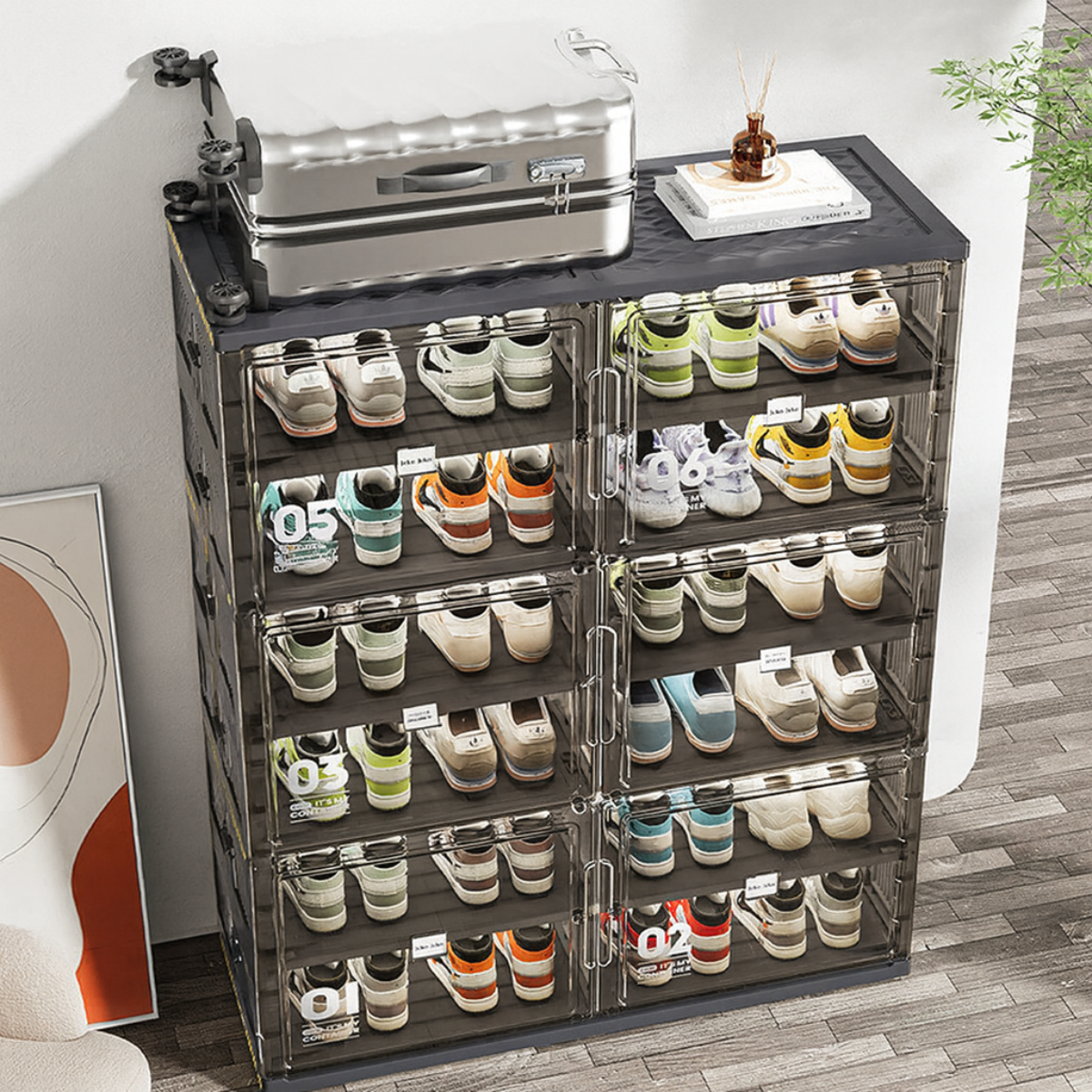 [Llevá 2 Pagá 1] Zapatera Smart con Puertas Retráctiles Desmontable con Rueditas (Organización Inteligente y Diseño Moderno!)