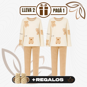 [Llevá 1 y Recibí 2] Pijama Femenino de Algodón y Poliéster (¡Comodidad para tus Noches de Sueño!) +REGALOS: Pantuflas