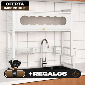 Escurridor Multifuncional Completo en Acero Inoxidable EasyHome + REGALO: Kit de Utensilios de Cocina