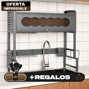 Escurridor Multifuncional Completo en Acero Inoxidable EasyHome + REGALO: Kit de Utensilios de Cocina