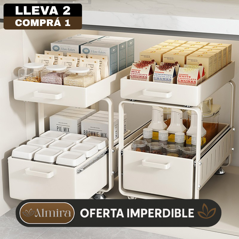 [Llevá 2 Pagá 1] Porta Condimentos Completo en Acero Inoxidable con Cajones Articulados