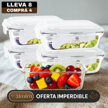 [Pagás 4, Te Llevás 8] Set de Recipientes Herméticos de Vidrio Templado