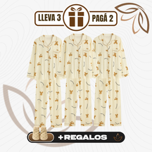[Llevá 3 Pagá 2] Pijamas Femeninos en Seda Hielo y Algodón + REGALO: Par de Pantuflas