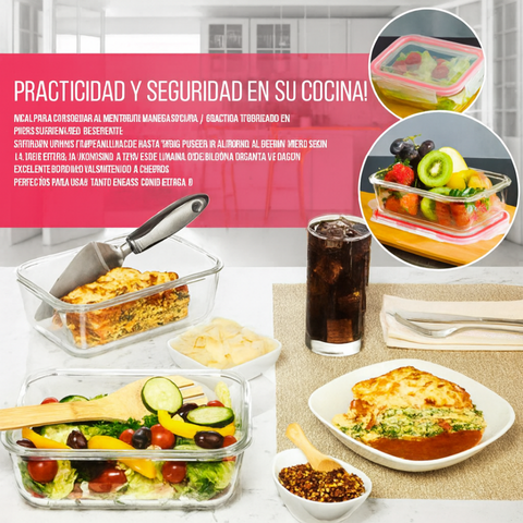 [Pagás 4, Te Llevás 8] Set de Recipientes Herméticos de Vidrio Templado